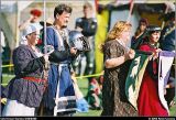 images/_2002-30-09a.jpg, Guillaume & Felinah's Entourage in the Finals. (L-R: THL Elena de Beaumont, Sir Drogo Fitz William, Lady
Veronique de Vennois,
Mistress Kyrieth)